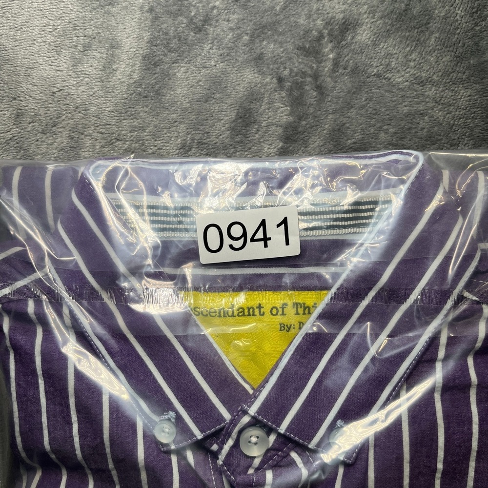 Descendant of Thieves Shirt Mens Large Purple Striped Long Sleeve Button Up - Picture 10 of 10